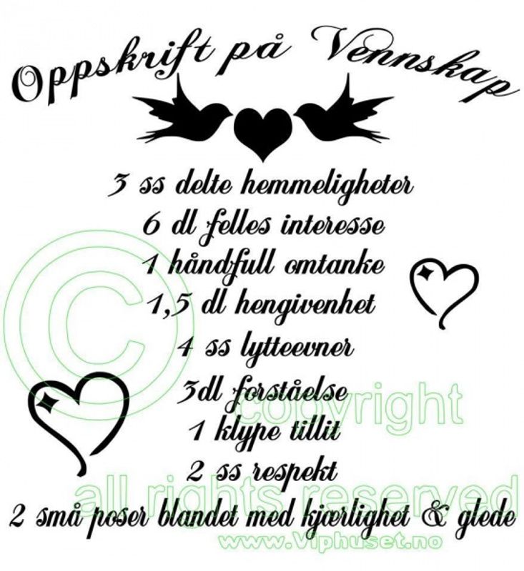 Oppskrift på vennskap 