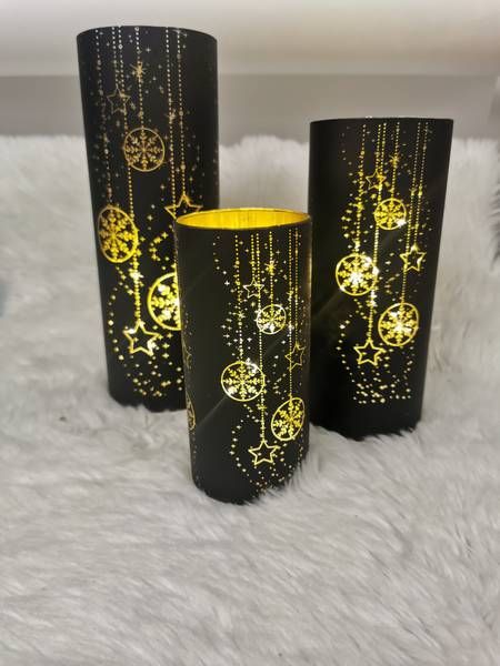 Lyslykt Julekuler matt sort LED 7x15cm