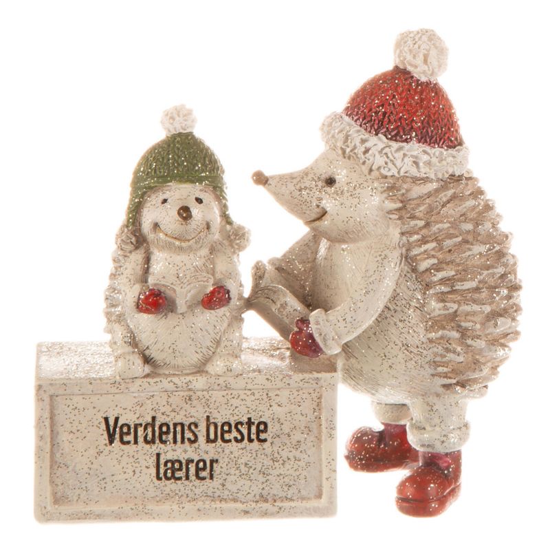 Pinnsvin Verdens...lærer hvit/rød h:9cm